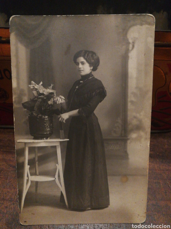 Alte Fotografie: ANTIGUA TARJETA POSTAL FOTOGRAFIA UNIVERSAL SE&Ntilde;ORA (ALICANTE), 14X9CM.