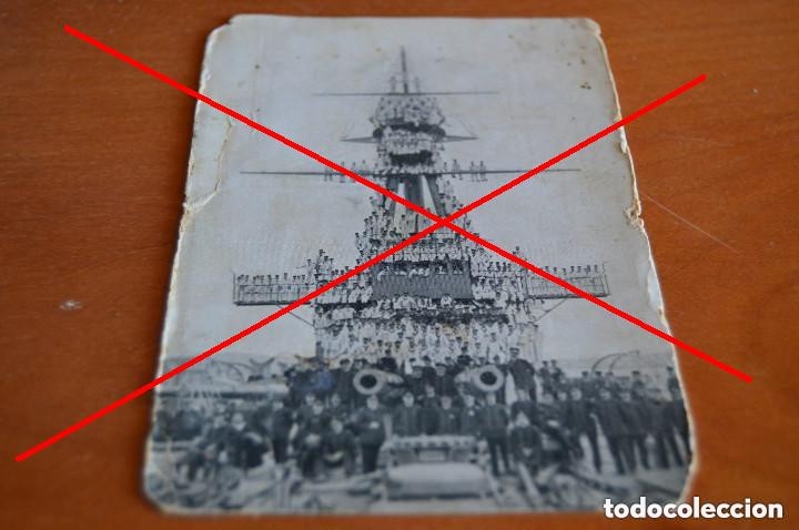 Alte Fotografie: POSTAL MARITIMA - DOTACI&Oacute;N COMPLETA DEL ACORAZADO ESPA&Ntilde;A