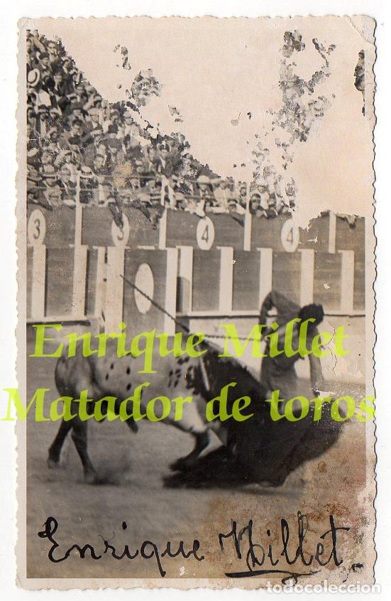 Fotografia antiga: ENRIQUE MILLET 'TRINITARIO II' DE M&Aacute;LAGA. MATADOR DE TOROS. FOTO MOLINA, M&Aacute;LAGA. FIRMA. C: 1935.