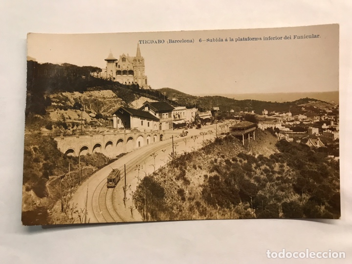 Fotografia antiga: TIBIDABO (Barcelona) Postal Fotografíca No.6, Subida a la Plataforma inferior del Funicular (h.1920?