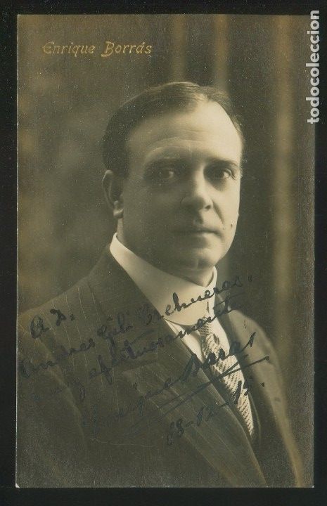 Fotografia antica: Aut&oacute;grafo *Enrique Borr&aacute;s Oriol* Foto an&oacute;nima. Didicada a Don Andr&eacute;s Gili Crehueras. A&ntilde;o 1915.
