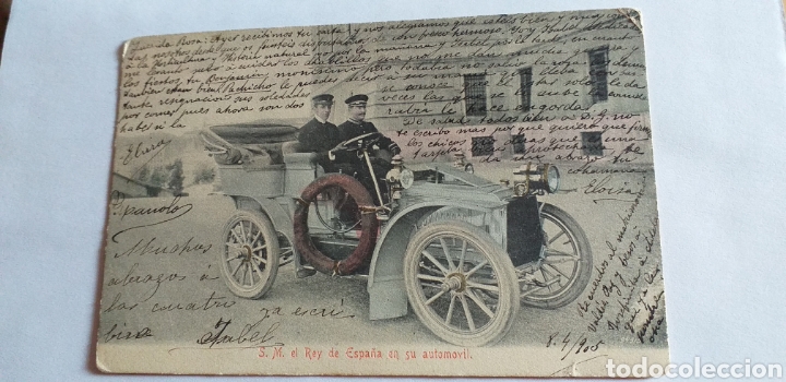 Antique Photography: Postal 1905 S.M. el Rey Alfonso XIII en su autom&oacute;vil