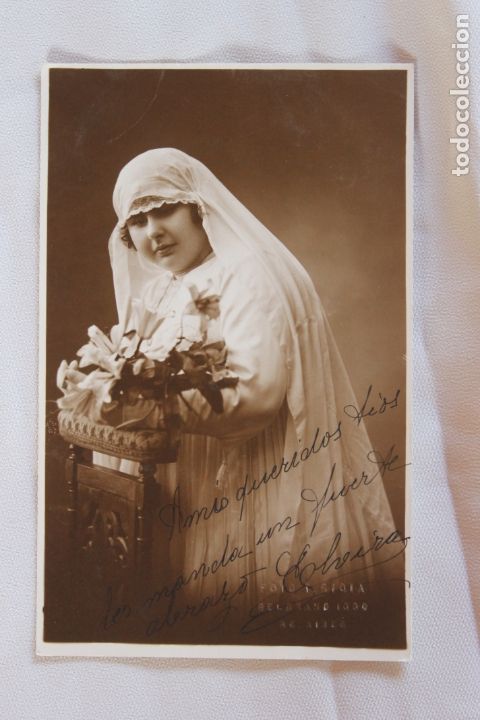 Alte Fotografie: FOTOGRAFIA NI&Ntilde;A DE COMUNION CON FLORES, FOTO GIOIA, BUENOS AIRES