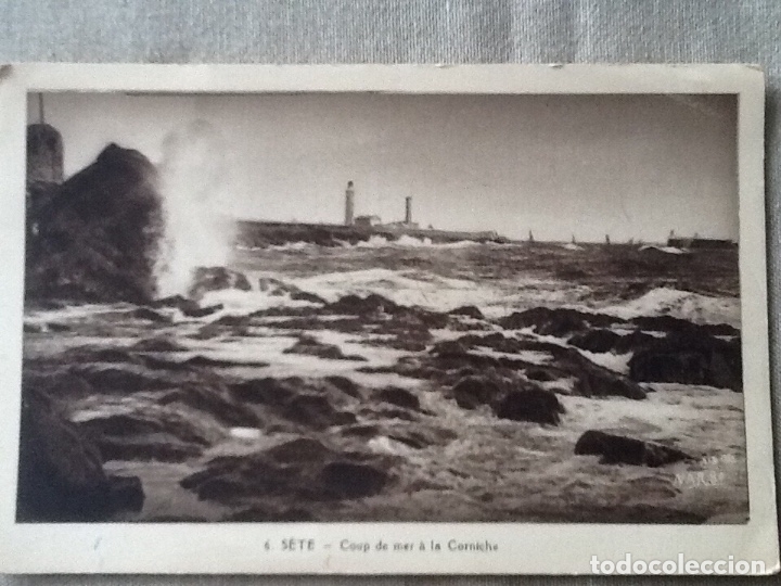 Fotograf&iacute;a antigua: SETE. Golpe de mar en la Cornisa - Foto 1