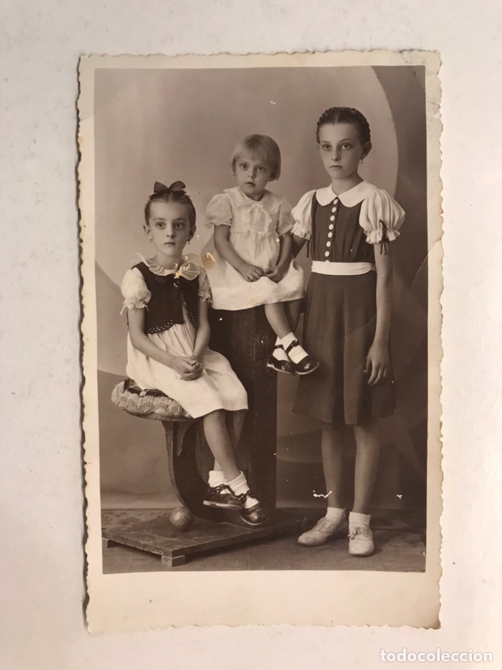 Fotografia antiga: NI&Ntilde;OS. Retrato fotograf&iacute;a.. tres hermanas... (h.1930?) Tarjeta postal...
