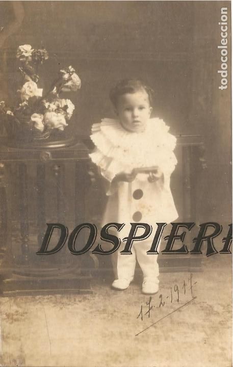 Alte Fotografie: FOTO-POSTAL, NI&Ntilde;O DISFRAZADO  DE CARNAVAL, 1917
