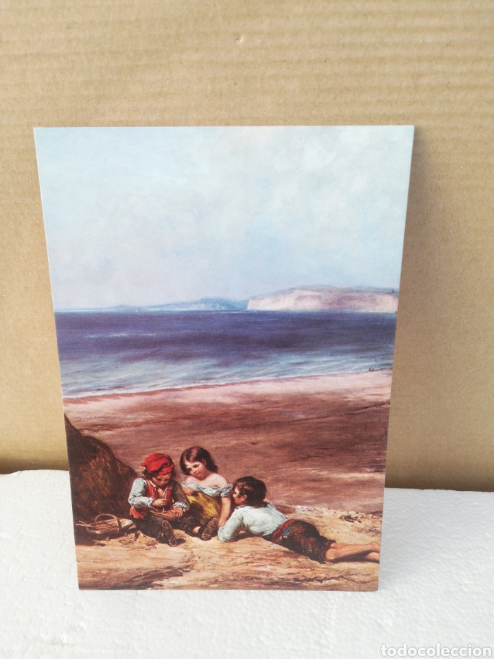 Fotograf&iacute;a antigua: Postal ni&ntilde;os en la playa