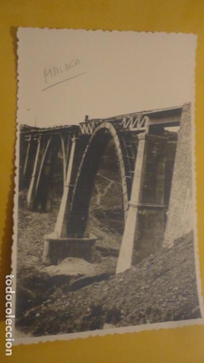 Fotografia antiga: ANTIGUA FOTOGRAFIA.PUENTE DE HIERRO EN CONSTRUCCION.MALAGA.