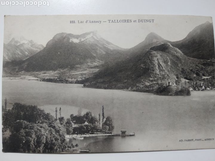 Fotografia antica: Antigua Foto Postal .Lago de Annect.Talloires et Duingt.Ad Pariot .Circulada 1915