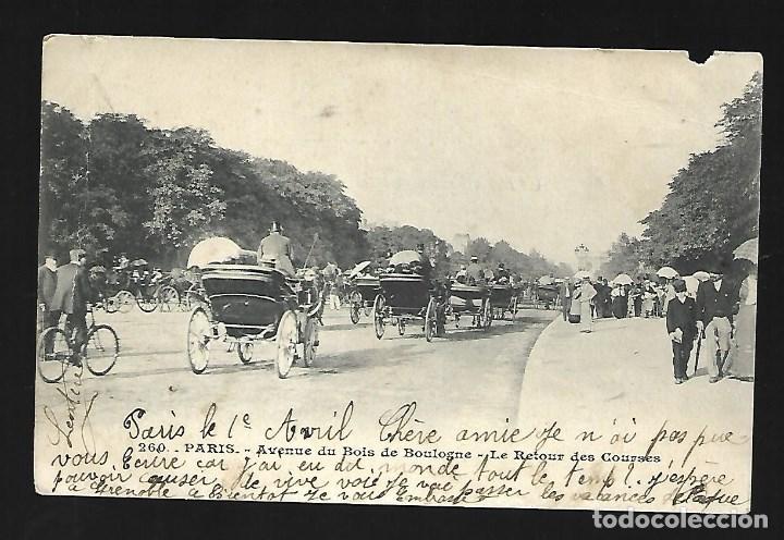 Antique Photography: 3501- PARIS.- ANTIGUA POSTAL- Avd. DU BOIS DE BOULOGNE - CIRCULADA EL 3- 4- 1.903 - SIN DIVIDIR