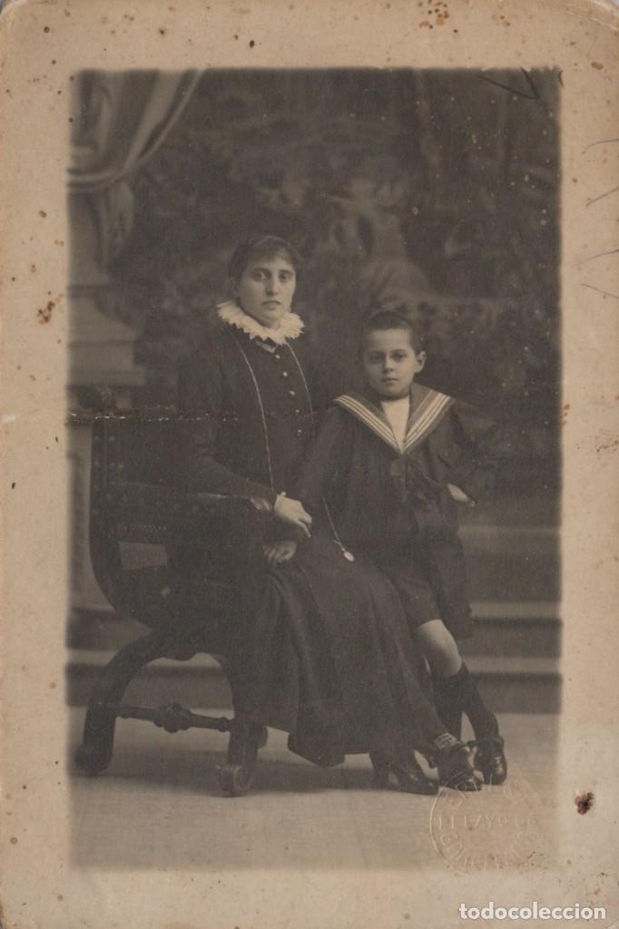 Fotografia antica: FOTOGRAFIA RETRATO MADRE E HIJO DE MARINERO - FOTOGRAFIA MODERN STYL ERNEST - TARJETA POSTAL