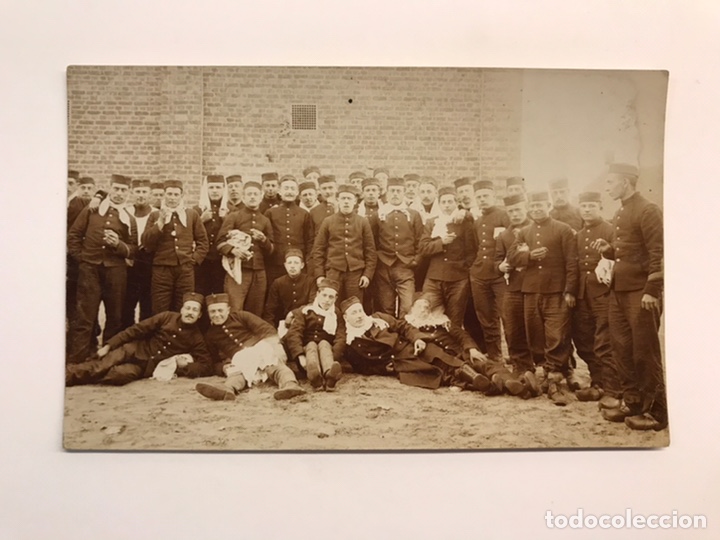 Fotografia antica: FOTOGRAF&Iacute;A CAMP DE BEVERLOO, B&eacute;lgica 1a. Guerra Mundial. Grupo de soldados (a.1914)