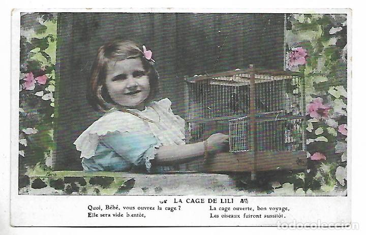 Antique Photography: 1R- ANTIGUA FOTO-POSTAL - DE UNA NI&Ntilde;A CON PAJAROS - NUEVA