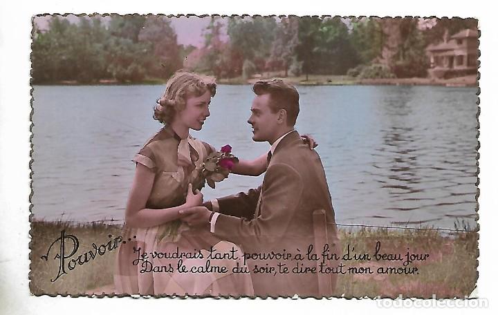 Antique Photography: 1R- ANTIGUA FOTO-POSTAL - UNA PAREJA -ROMANTICA - FOTO - POUVOIR -