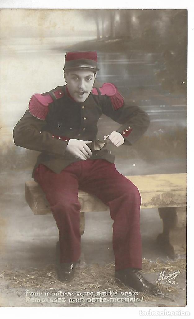 Antique Photography: 1R- ANTIGUA FOTO-POSTAL - UN MILITAR -FOTO MESANGE - ESCRITA