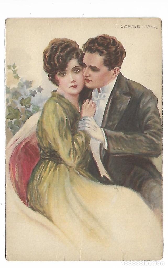 Antique Photography: 1R- ANTIGUA FOTO-POSTAL -UNA PAREJA - ROMANTICA - DE T. CORBELLA - ESCRITA EL EL 18 - 6 - 1.919 -