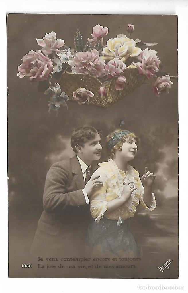 Antique Photography: 1R- ANTIGUA FOTO-POSTAL - UNA PAREJA - ROMANTICA - ESCRITA