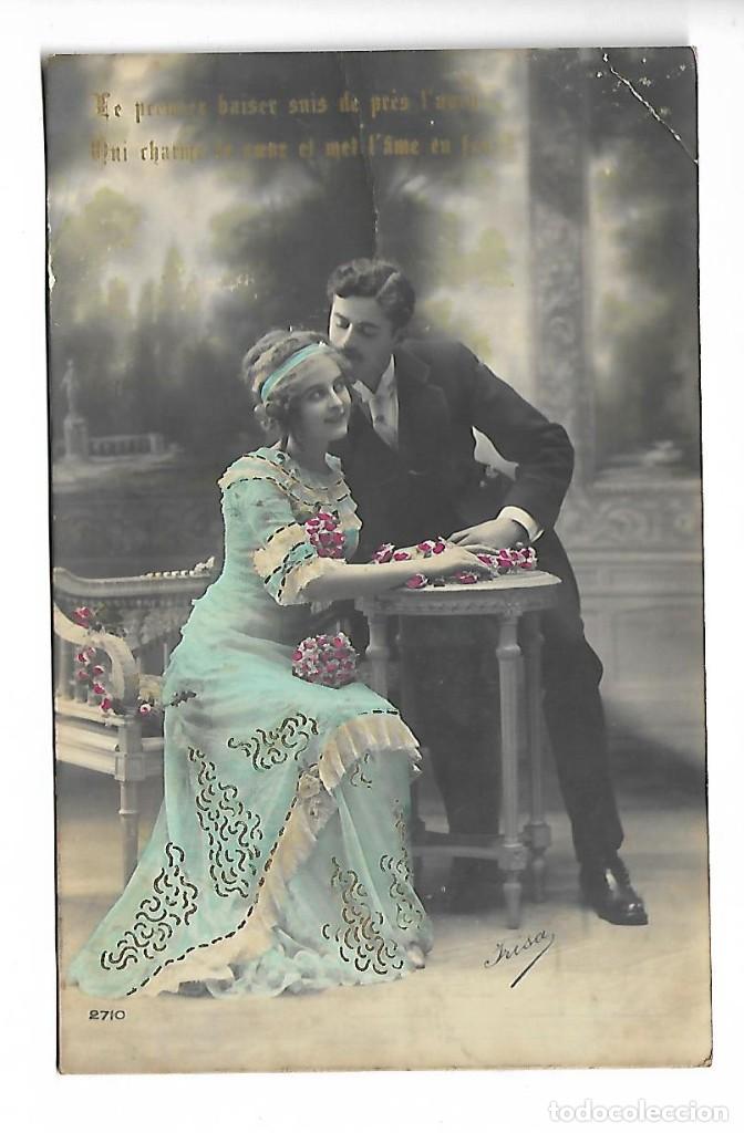Antique Photography: 1R- ANTIGUA FOTO-POSTAL - UNA PAREJA - ROMANTICA - ESCRITA
