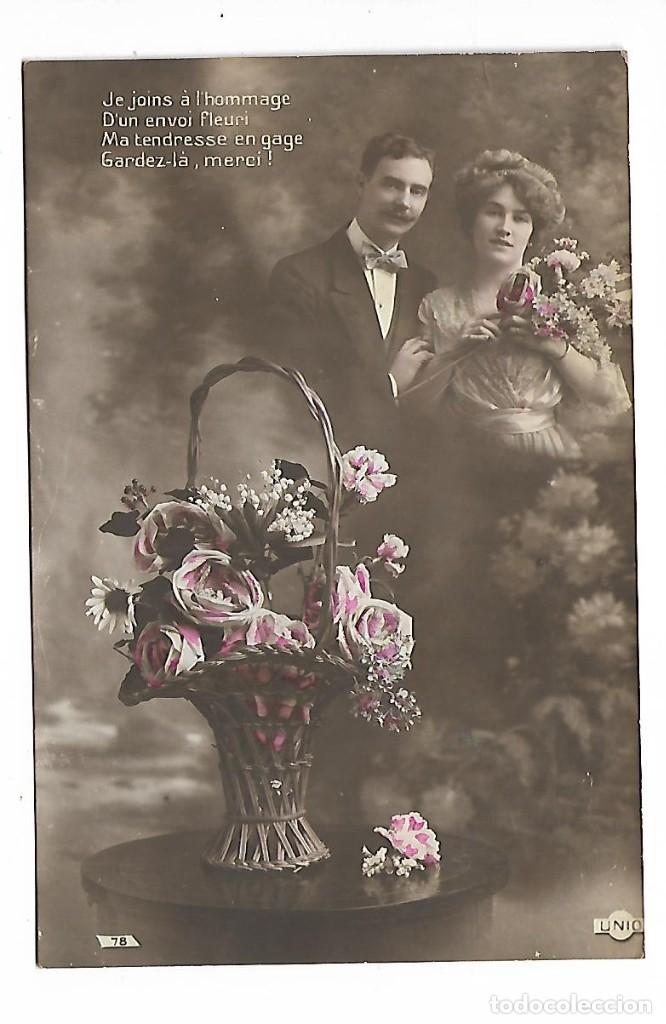 Antique Photography: 1R- ANTIGUA FOTO-POSTAL - UNA PAREJA - ROMANTICA - ESCRITA
