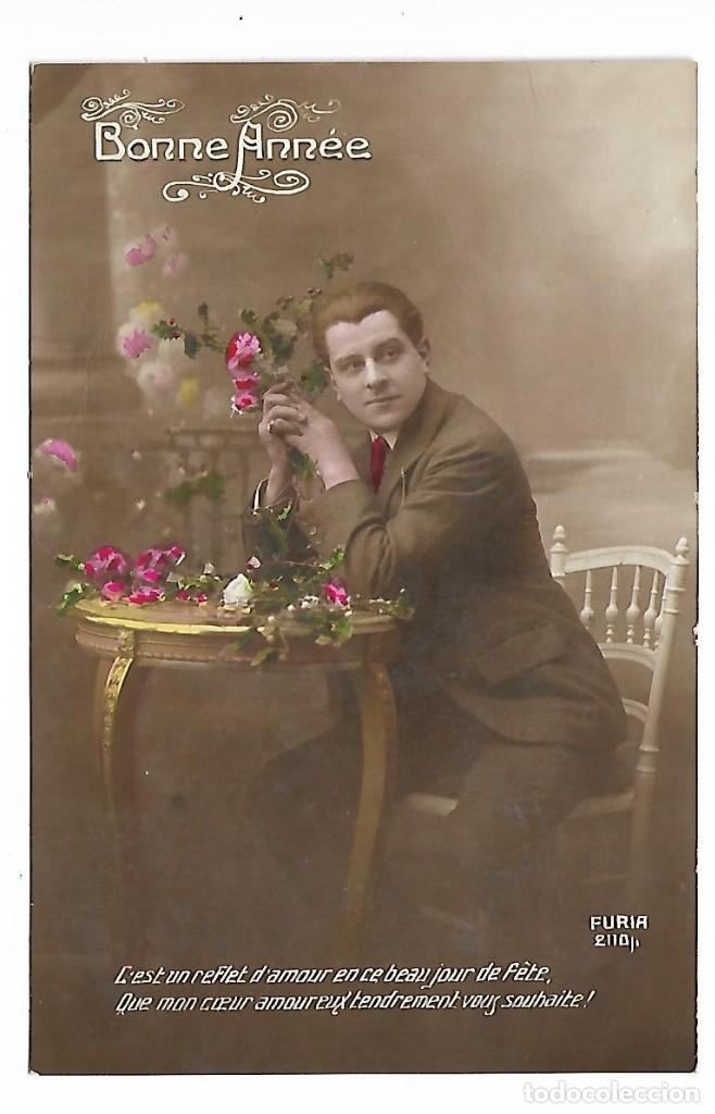 Antique Photography: 1R- ANTIGUA FOTO-POSTAL - UN CABALLERO - ROMANTICA - ESCRITA