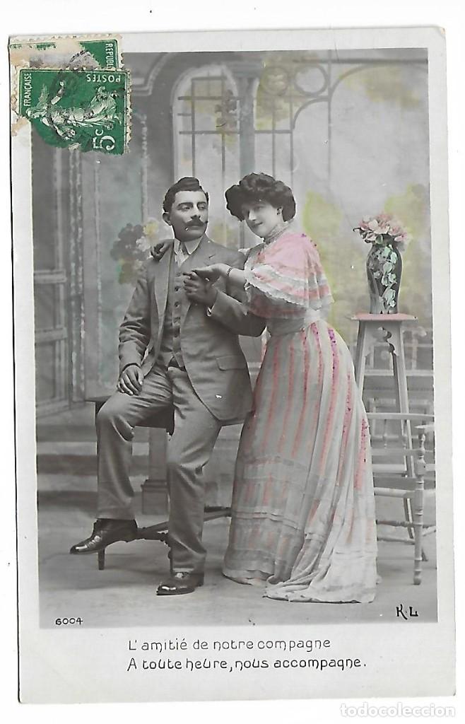 Fotografia antiga: 1R- ANTIGUA FOTO-POSTAL - UNA PAREJA - ROMANTICA - ESCRITA