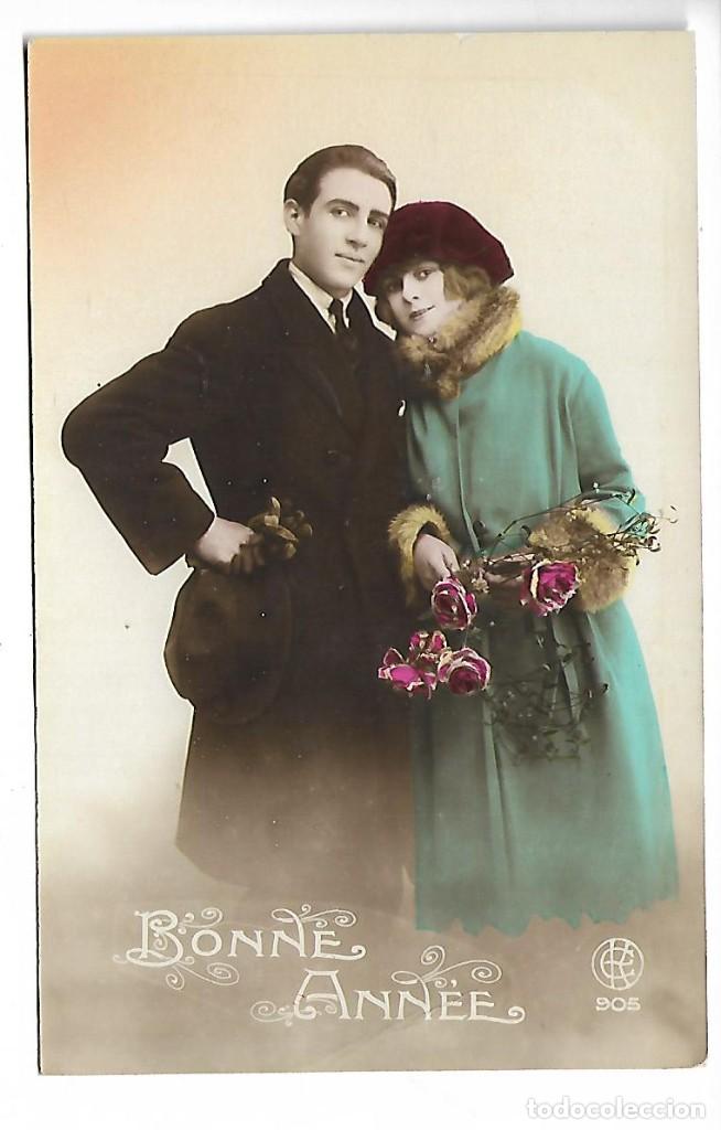 Fotografia antiga: 1R- ANTIGUA FOTO-POSTAL - UNA PAREJA - ROMANTICA - ESCRITA