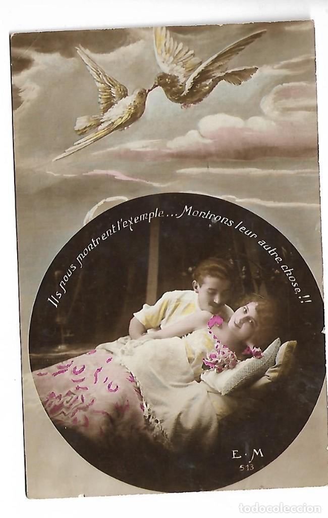 Fotografia antiga: 1R- ANTIGUA FOTO-POSTAL - UNA PAREJA EN LA CAMA - ESCRITA