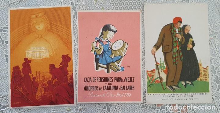 Antique Photography: 3 POSTALES CAJA DE PENSIONES PARA LA VEJEZ Y DE AHORROS SIN CIRCULAR ESTADO EL DE LA FOTO