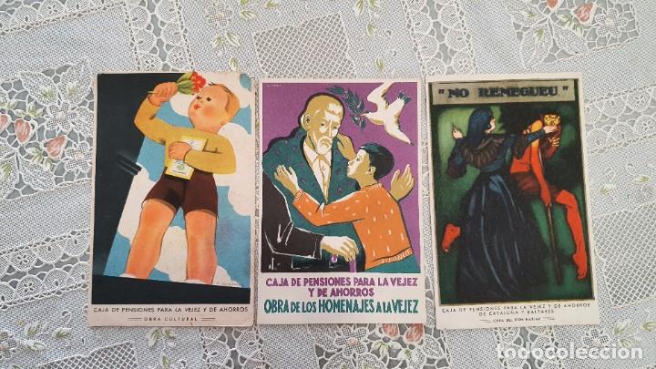 Antique Photography: 3 POSTALES CAJA DE PENSIONES PARA LA VEJEZ Y DE AHORROS SIN CIRCULAR ESTADO EL DE LA FOTO