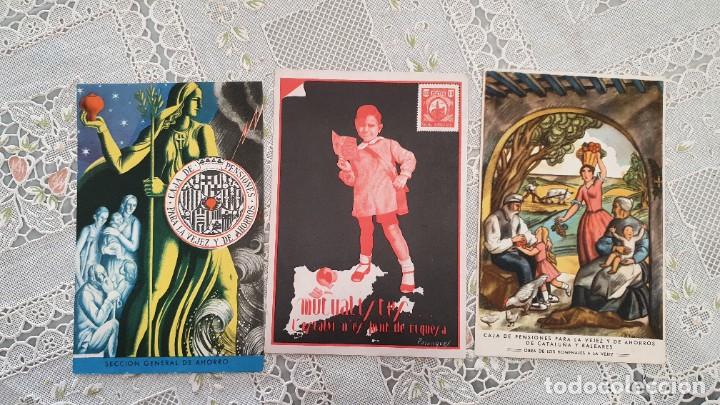 Antique Photography: 3 POSTALES CAJA DE PENSIONES PARA LA VEJEZ Y DE AHORROS SIN CIRCULAR ESTADO EL DE LA FOTO