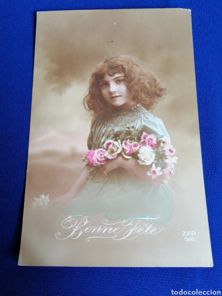 Alte Fotografie: NI&Ntilde;A CON FLORES FRANCESA