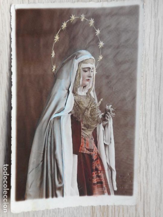 Alte Fotografie: ANTIGUA FOTOGRAFIA DE VIRGEN SIN IDENTIFICAR.FOTO FRANZIS.SEVILLA A&Ntilde;OS 30? COLOREADA.