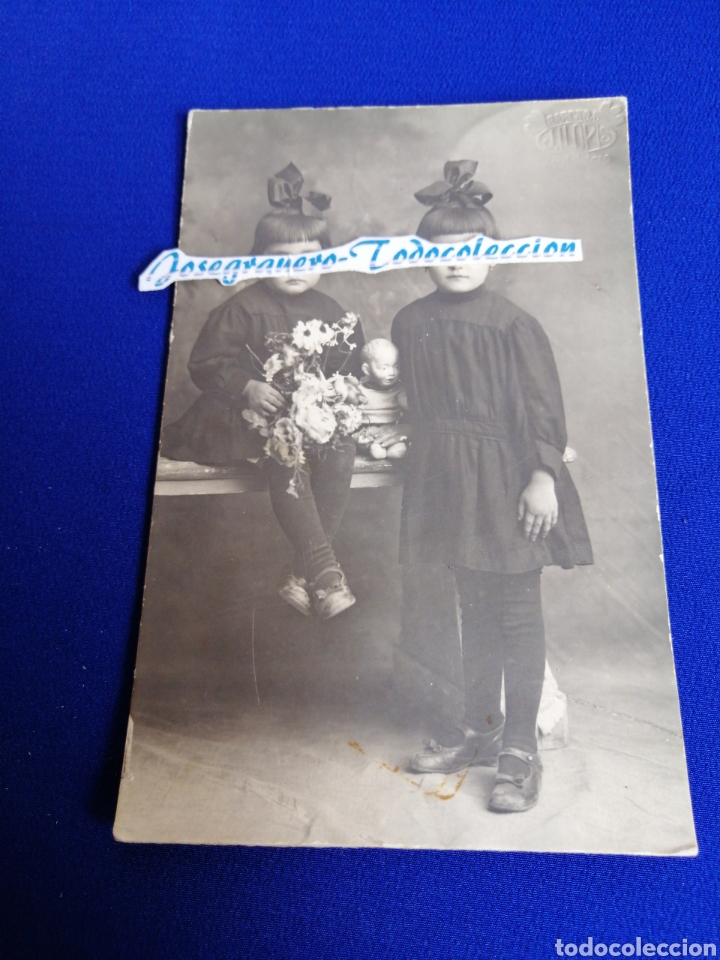 Fotograf&iacute;a antigua: NI&Ntilde;AS FOTOGRAFIA POSTAL A&Ntilde;O 1920 (con sello fotogr&aacute;fico)