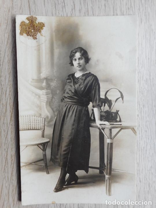 Alte Fotografie: ANTIGUA FOTOFRAFIA DE CHICA.APELLIDO BENEDICTO.BURRIANA.VALENCIA. FOTO GAUSI.