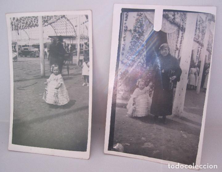 Alte Fotografie: DOS ANTIGUAS FOTOGRAFIAS &rdquo;FERIA&rdquo; FLORES Y LUCES. 14X8,5 CM