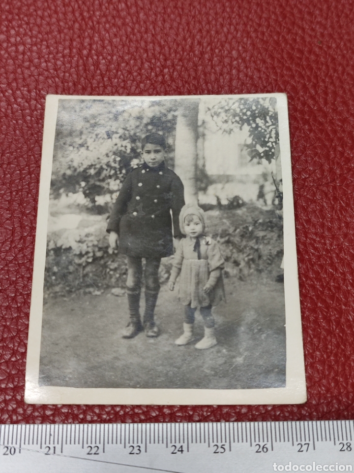 Alte Fotografie: Foto Tarjeta postal antigua dos ni&ntilde;os