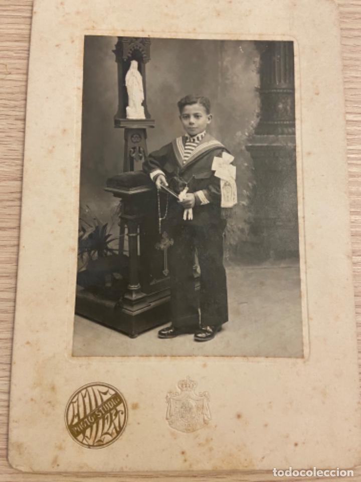 Alte Fotografie: RETRATO NI&Ntilde;O COMUNI&Oacute;N FOTO STUDIO ADLERT SIN REVERSO