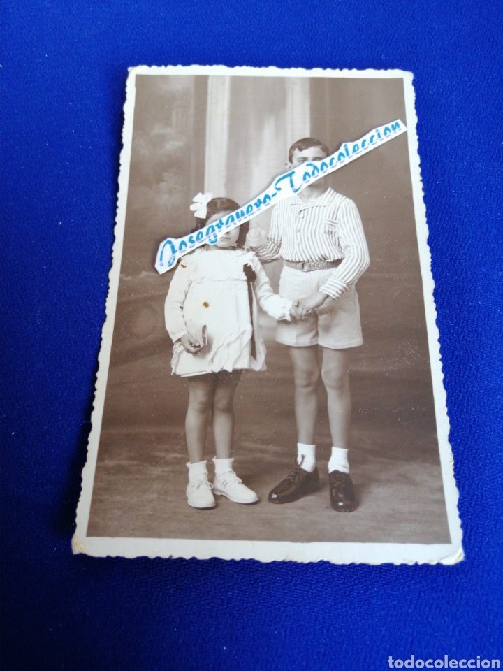 Fotografia antiga: NI&Ntilde;OS MODELOS FOTOGRAFIA POSTAL ANTIGUA CON SELLO FOT&Oacute;GRAFO (caba&ntilde;al valencia)