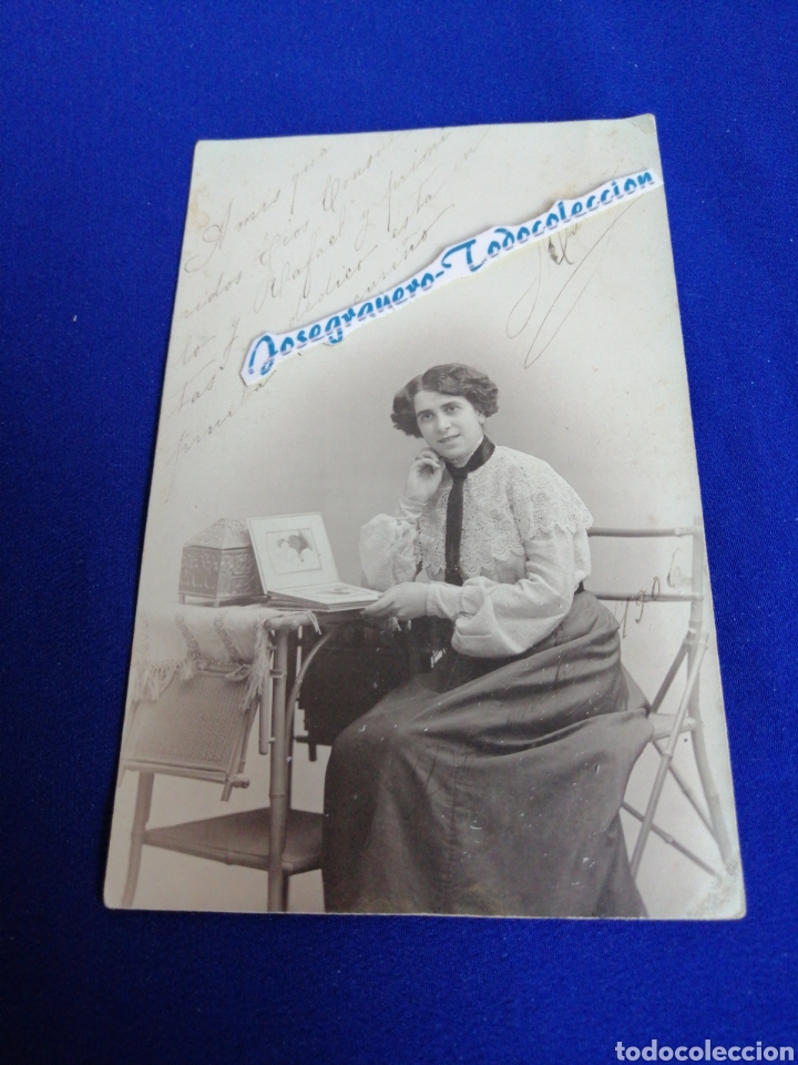 Alte Fotografie: MUJER POSANDO MODELO FOTOGRAFIA POSTAL A&Ntilde;O 1906