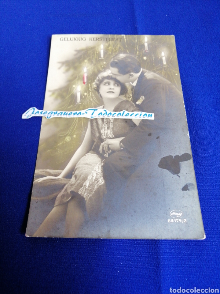 Alte Fotografie: . MODELOS POSANDO ARBOL DE NAVIDAD TARJETA FOTOGR&Aacute;FICA