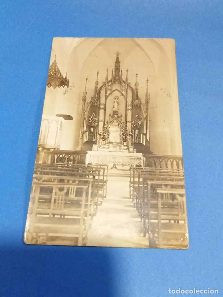 Fotograf&iacute;a antigua: ANTIGUA FOTOPOSTAL. ALTAR DE UNA IGLESIA VISTO DESDE LA NAVE CENTRAL. A IDENTIFICAR. 9 X 14 CM