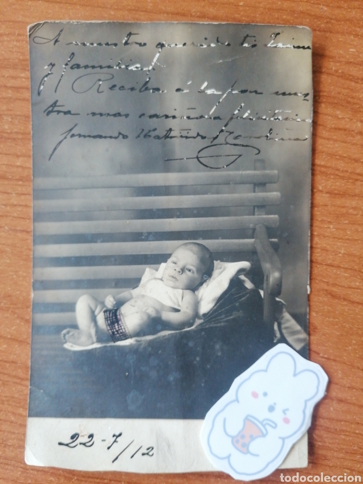 Alte Fotografie: FOTOGRAF&Iacute;A TARJETA POSTAL. FOTOGRAF&Iacute;A DE BEB&Eacute;. CENSURADA Y ESCRITA. 1912