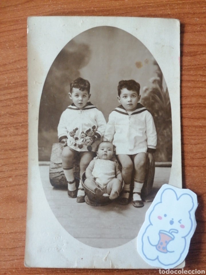Alte Fotografie: FOTOGRAF&Iacute;A INFANTIL. TRES NI&Ntilde;OS. FOTO PASCUAL MORELLA