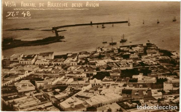 Alte Fotografie: TARJETA POSTAL VISTA PARCIAL DE ARRECIFE DESDE AVION N&ordm; 48 AQUILES HEITZ -