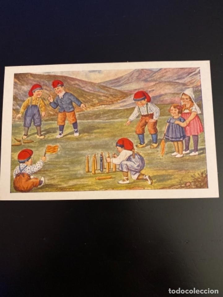 Fotograf&iacute;a antigua: Tarjeta postal catalana numero 13 serie jugant a bitlles cami Ull de Ter