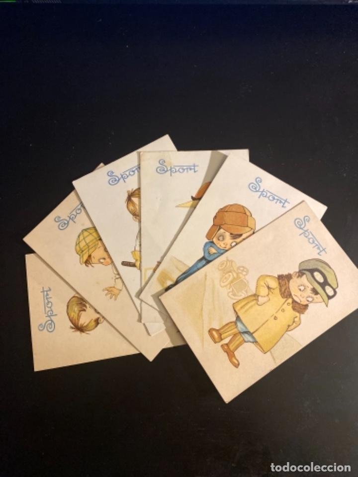 Fotograf&iacute;a antigua: Tarjeta postal ilustrada sport completa 6 h&iacute;pica automovilismo aviaci&oacute;n esgrima boxeo patinaje