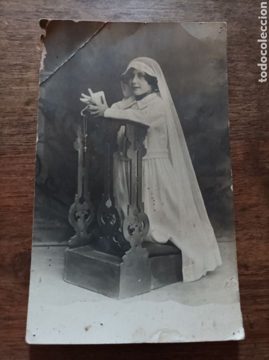 Alte Fotografie: Antigua foto postal Ni&ntilde;a comuni&oacute;n 1922