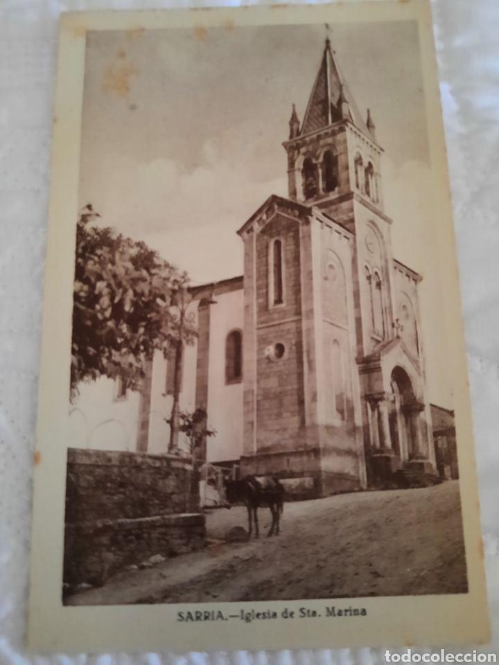 Fotograf&iacute;a antigua: P0STAL DE LA IGLESIA DE SANTA MARINA -SARRIA