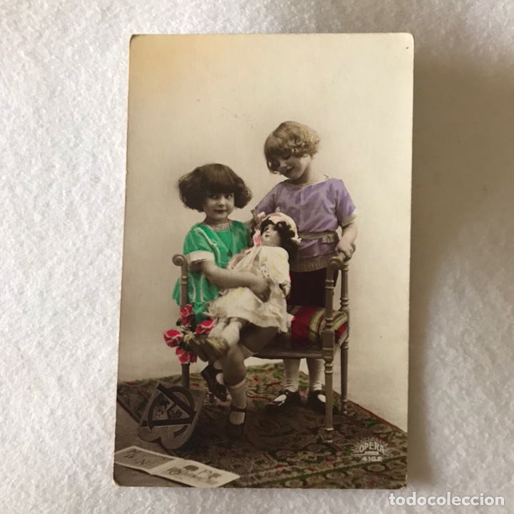 Antique Photography: ANTIGUA FOTOGRAF&Iacute;A POSTAL - ESTUDIO - NI&Ntilde;AS CON MU&Ntilde;ECA