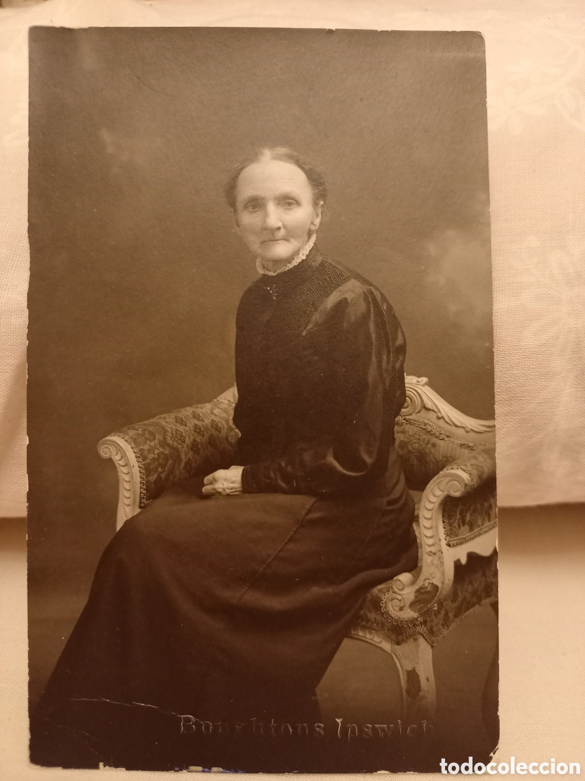 Alte Fotografie: Antigua fotografia anciana estudio Boughtons Ipswich. Finales XIX pps XX